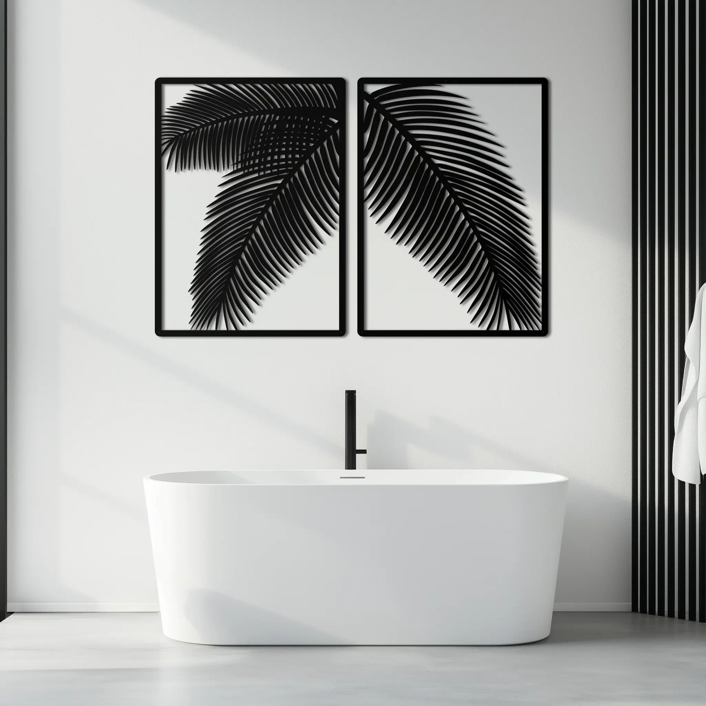 Palm Leaf Metal Wall Art – Tropical Minimalist Decor - KAF212 by Enova Art