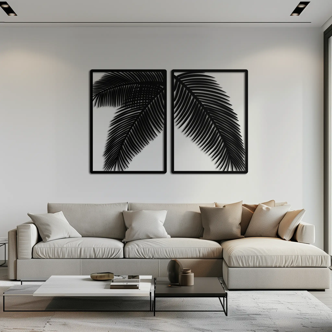 Palm Leaf Metal Wall Art – Tropical Minimalist Decor - KAF212 by Enova Art