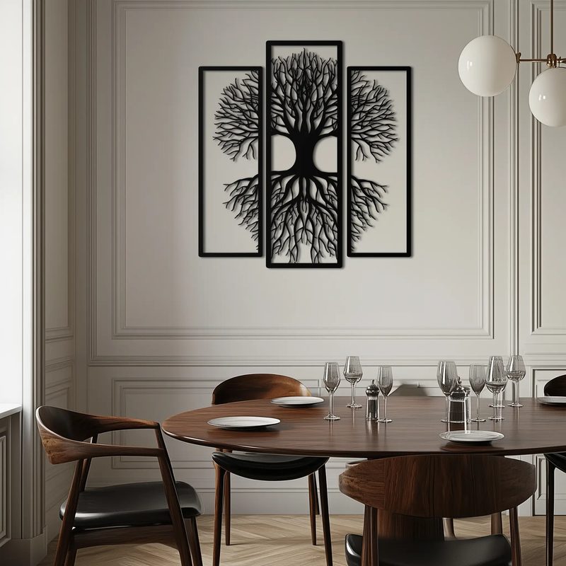 Tree of Life Metal Wall Art – 3-Panel Nature Decor - KAF214 by Enova Art