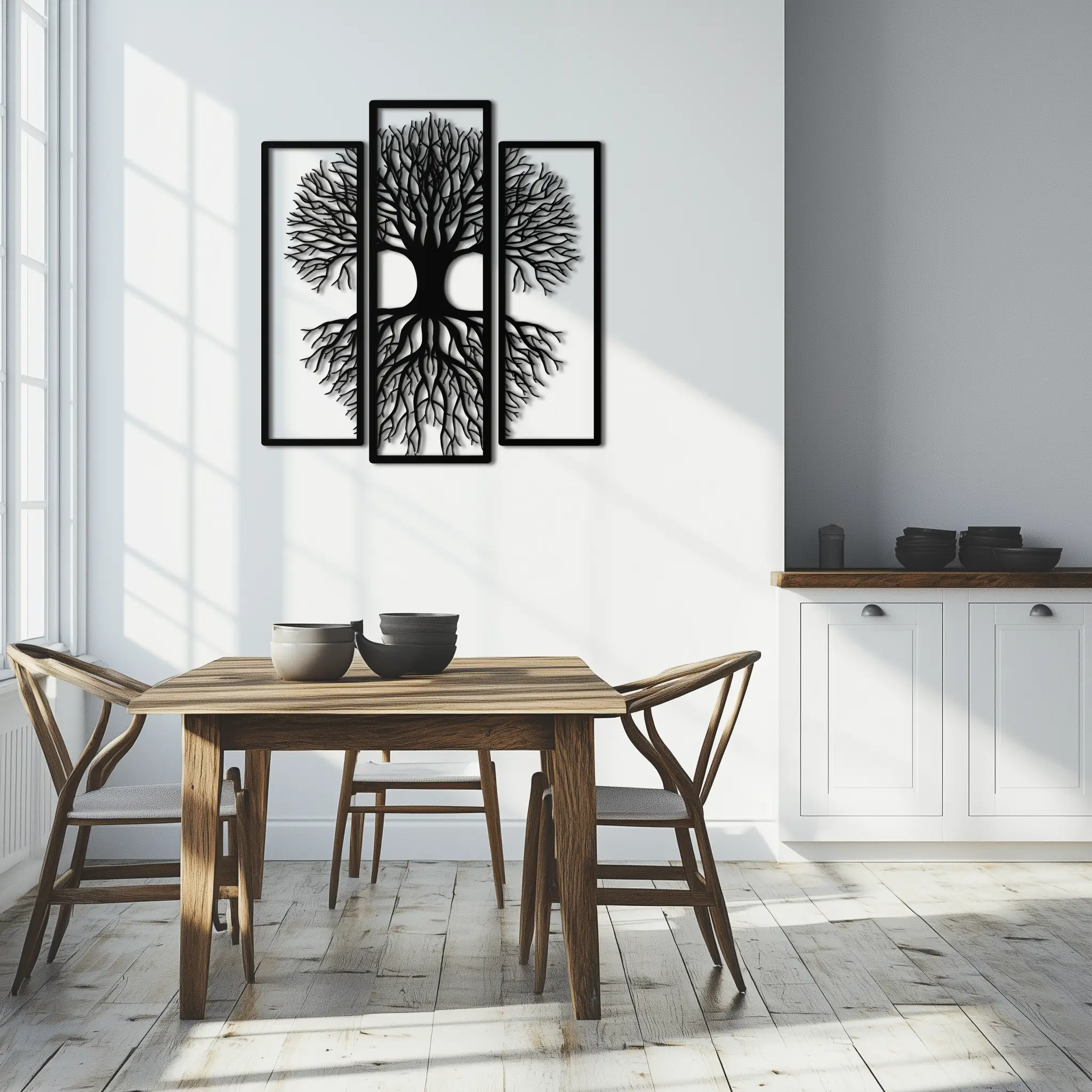 Tree of Life Metal Wall Art – 3-Panel Nature Decor - KAF214 by Enova Art