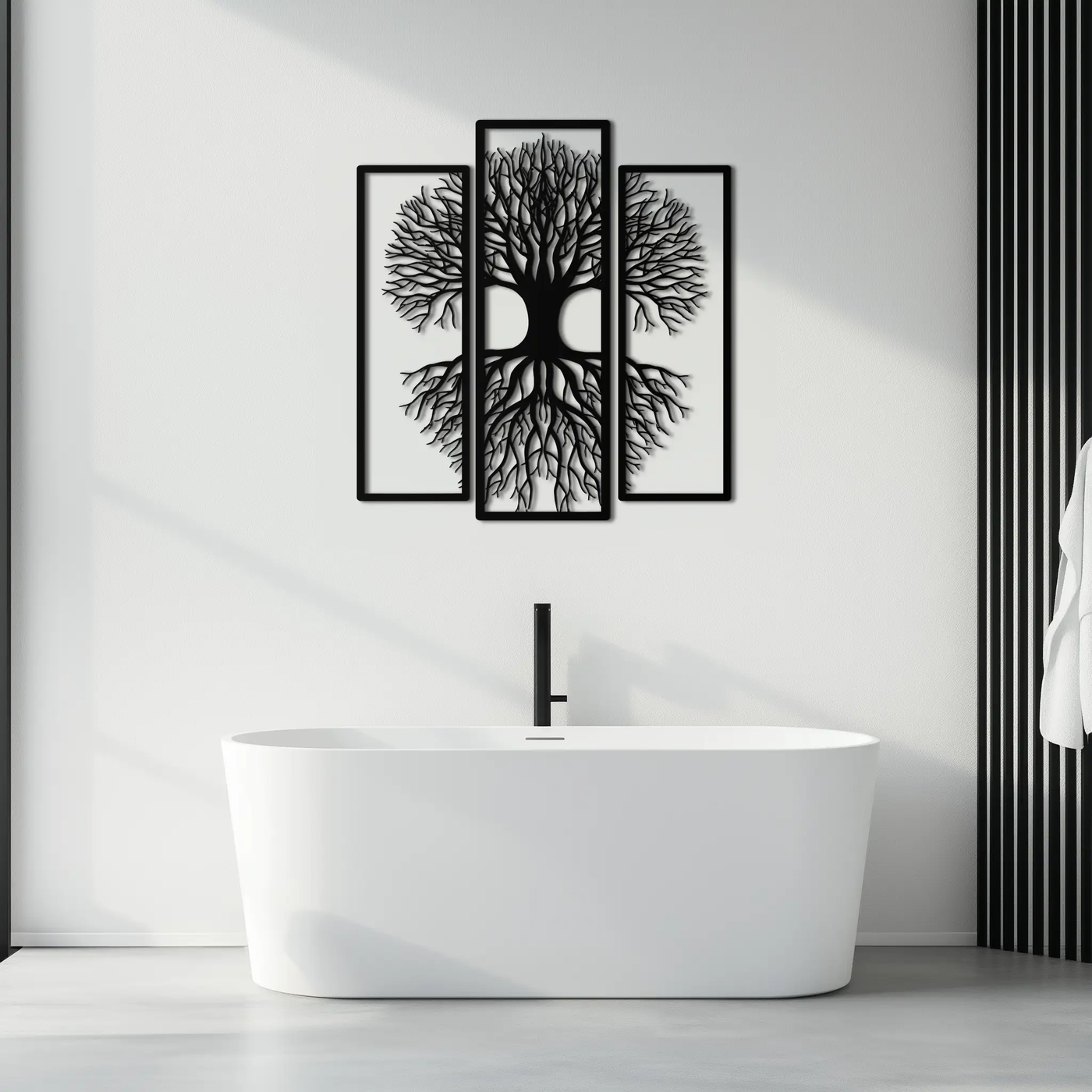 Tree of Life Metal Wall Art – 3-Panel Nature Decor - KAF214 by Enova Art