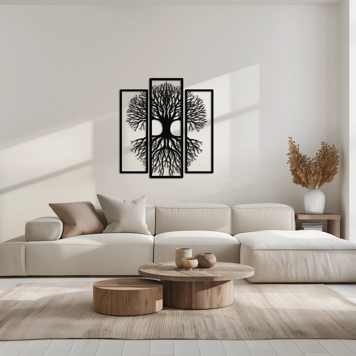 Tree of Life Metal Wall Art – 3-Panel Nature Decor - KAF214 by Enova Art