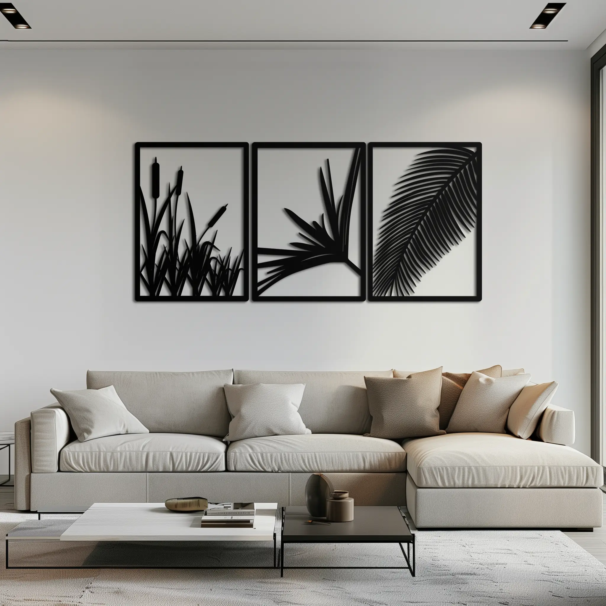Tropical Metal Wall Art – 3-Panel Botanical Design - KAF216 by Enova Art