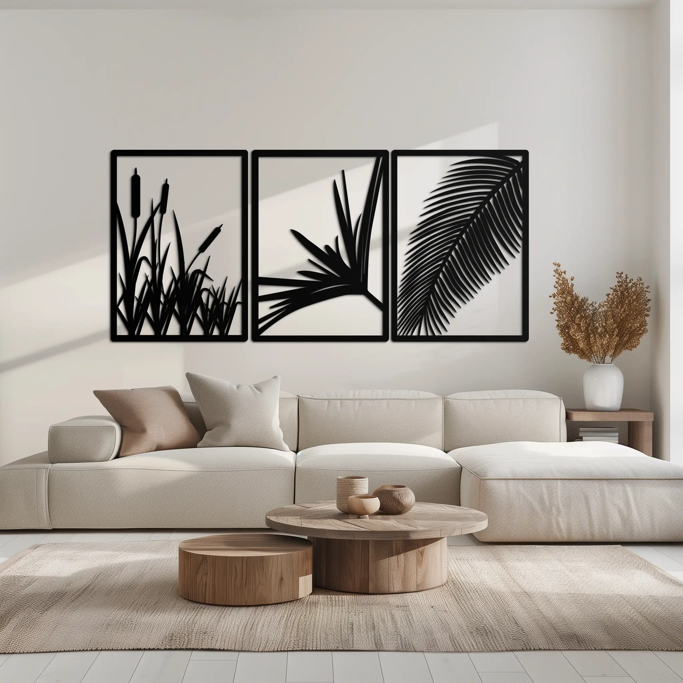 Tropical Metal Wall Art – 3-Panel Botanical Design - KAF216 by Enova Art