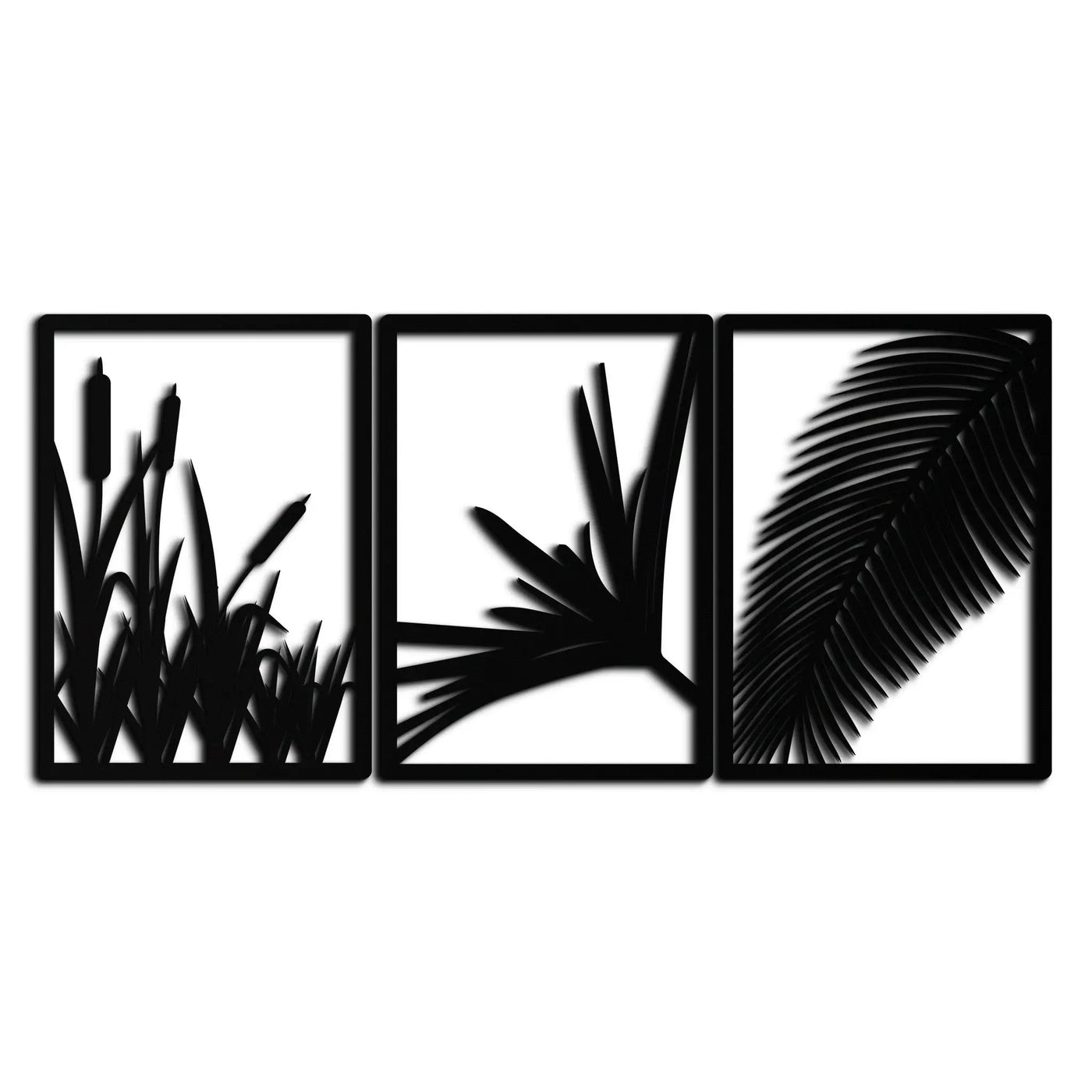 Tropical Metal Wall Art – 3-Panel Botanical Design - KAF216 by Enova Art