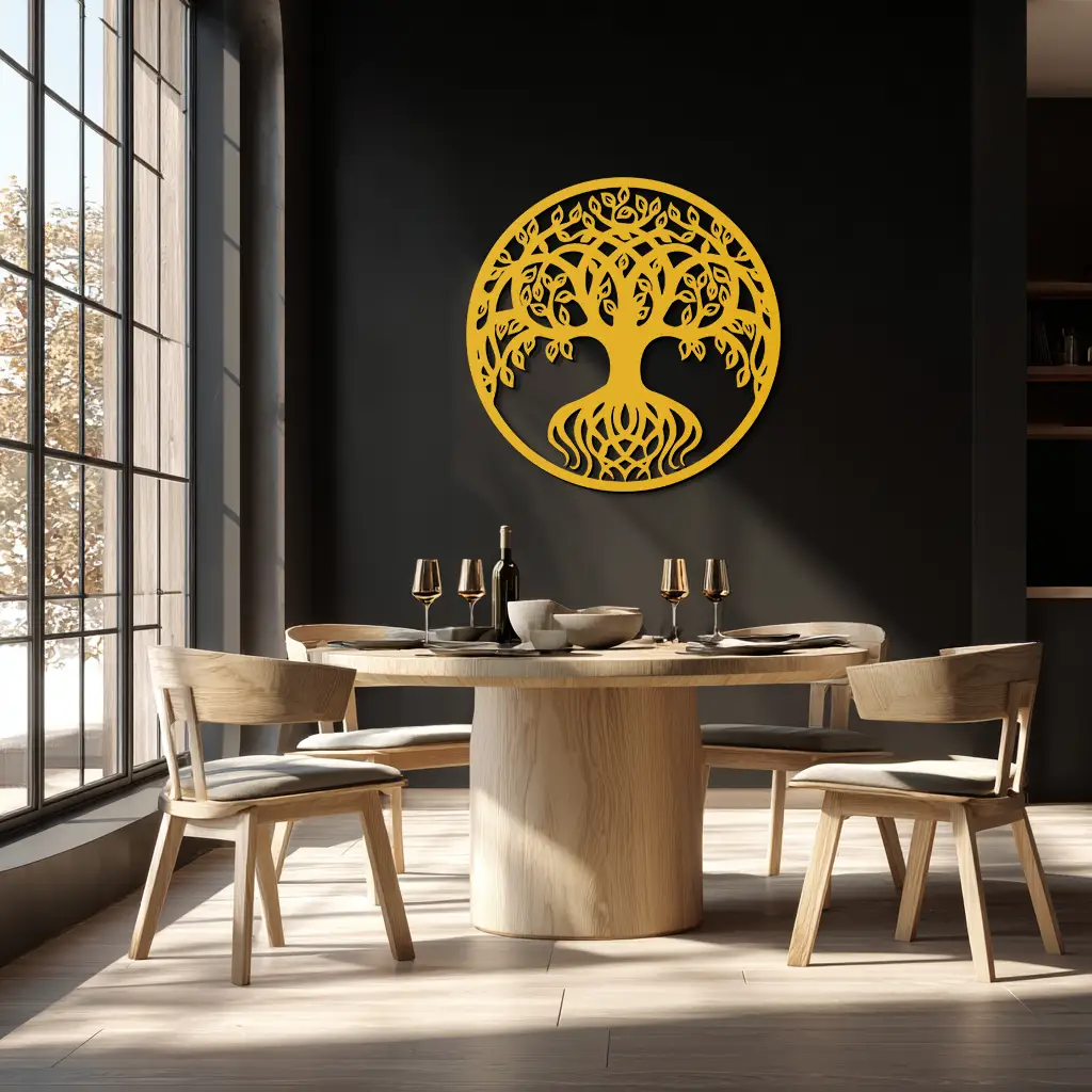 Round Tree of Life Metal Wall Art – Nature-Inspired Decor - KAF217 by Enova Art