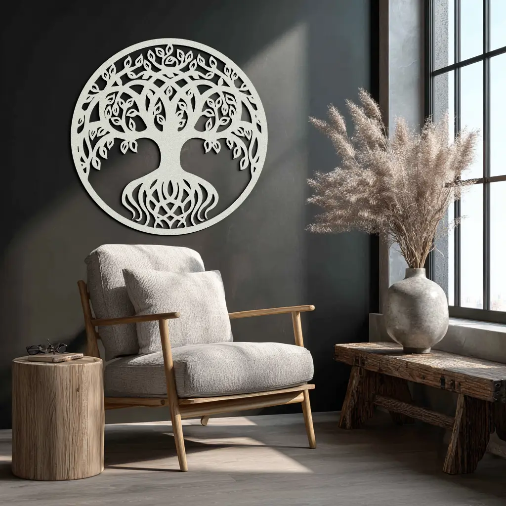 Round Tree of Life Metal Wall Art – Nature-Inspired Decor - KAF217 by Enova Art