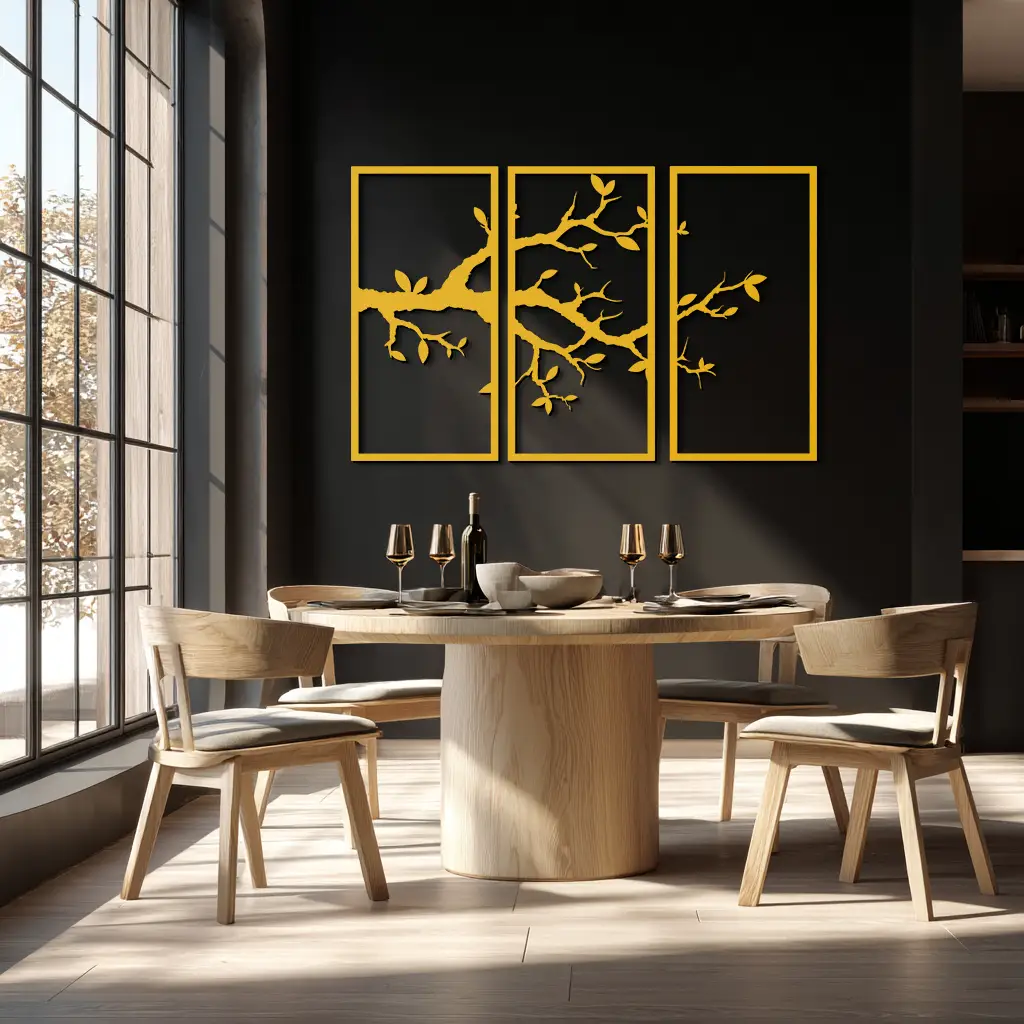 Branch Metal Wall Art – 3-Panel Minimalist Tree Design - KAF218 by Enova Art