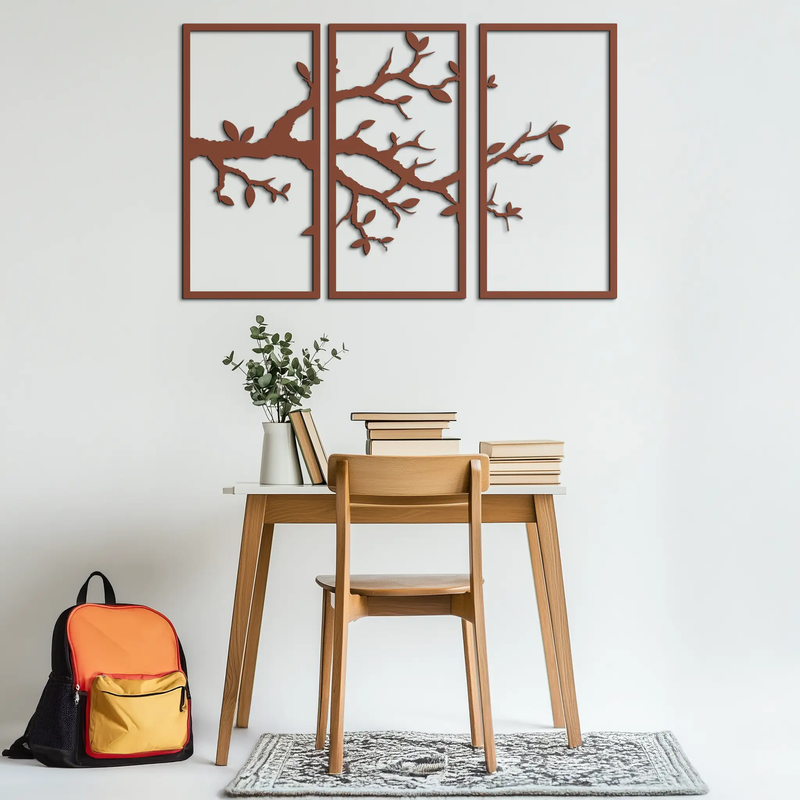 Branch Metal Wall Art – 3-Panel Minimalist Tree Design - KAF218 by Enova Art