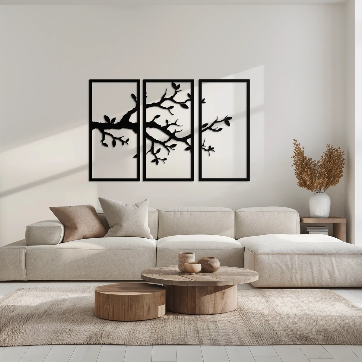 Branch Metal Wall Art – 3-Panel Minimalist Tree Design - KAF218 by Enova Art