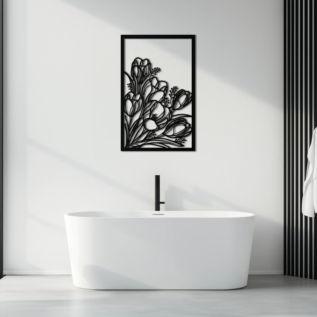 Floral Metal Wall Art – Elegant Botanical Home Decor - KAF219 by Enova Art