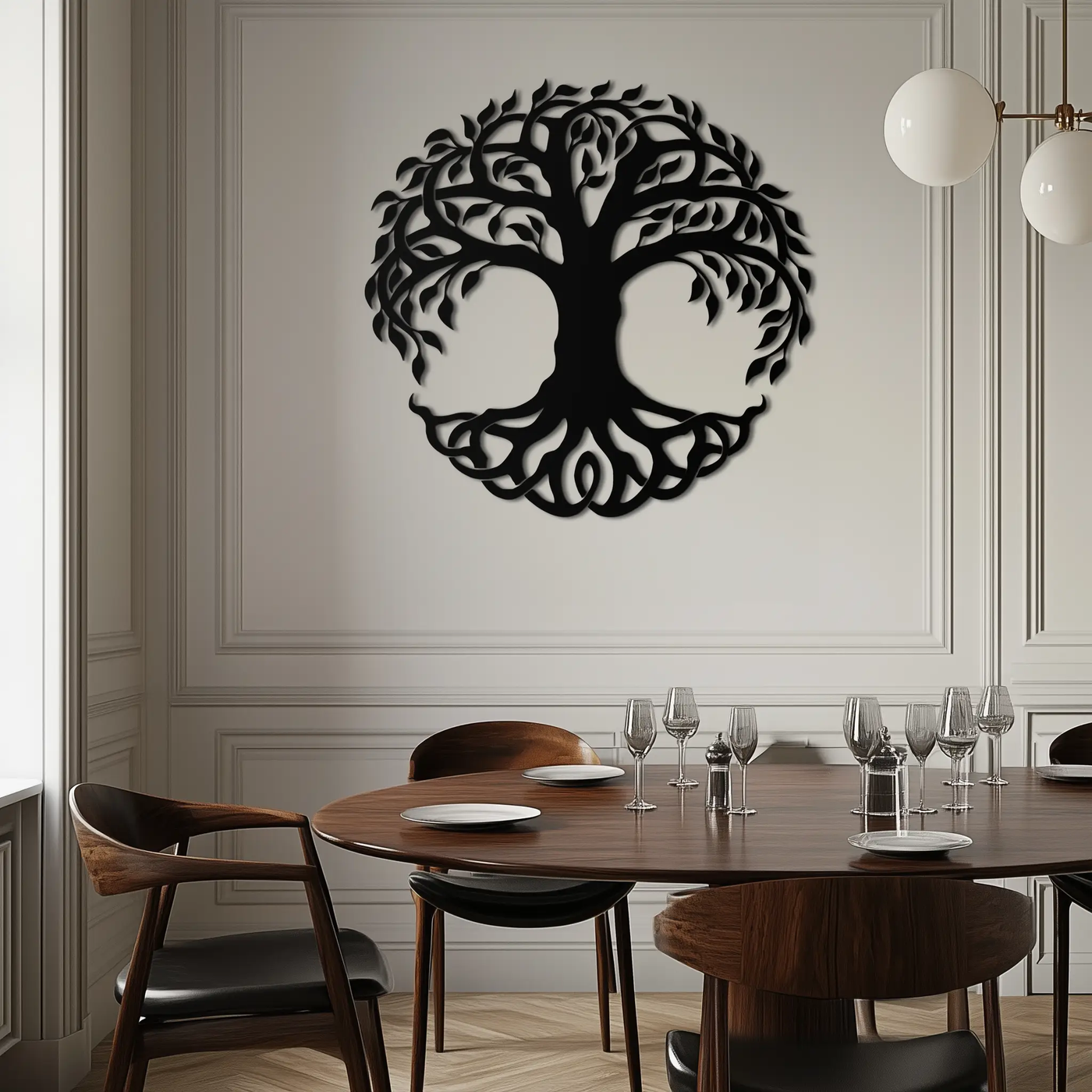 Tree of Life Metal Wall Art – Round Nature-Inspired Decor - KAF220 by Enova Art