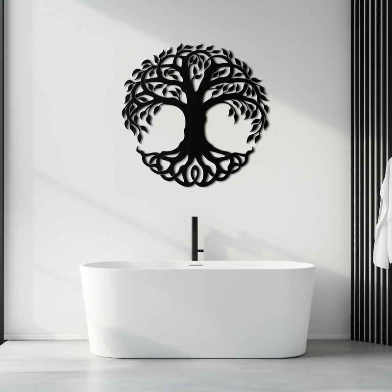 Tree of Life Metal Wall Art – Round Nature-Inspired Decor - KAF220 by Enova Art