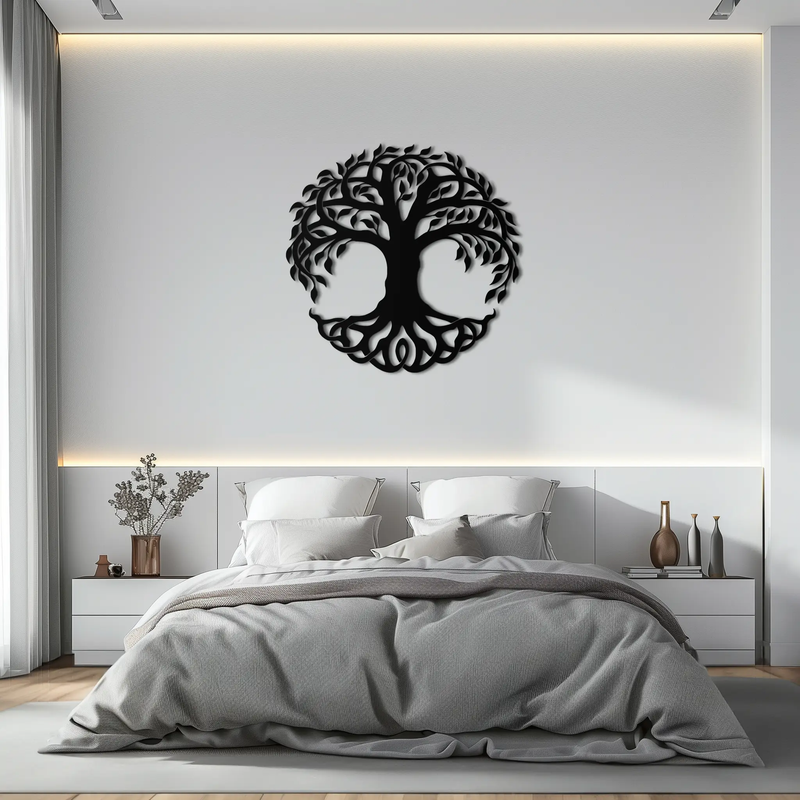 Tree of Life Metal Wall Art – Round Nature-Inspired Decor - KAF220 by Enova Art