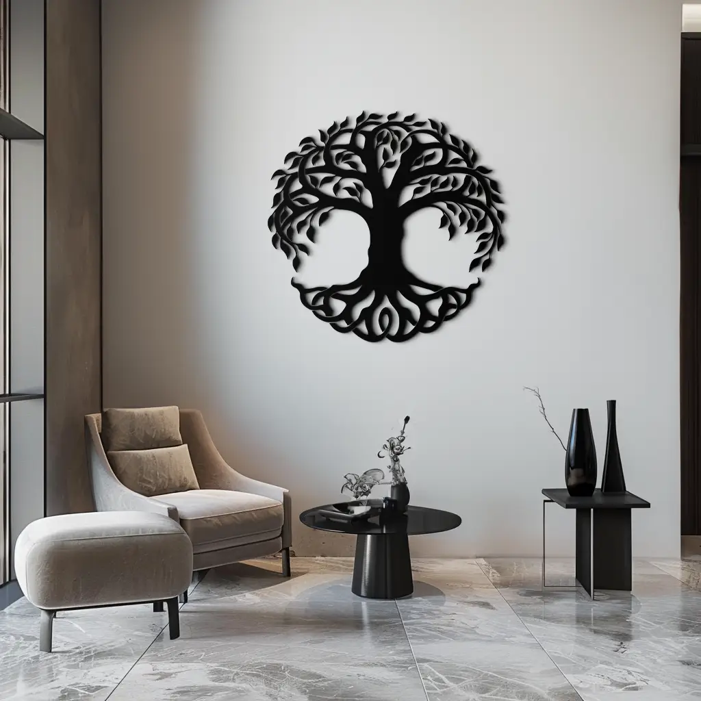 Tree of Life Metal Wall Art – Round Nature-Inspired Decor - KAF220 by Enova Art