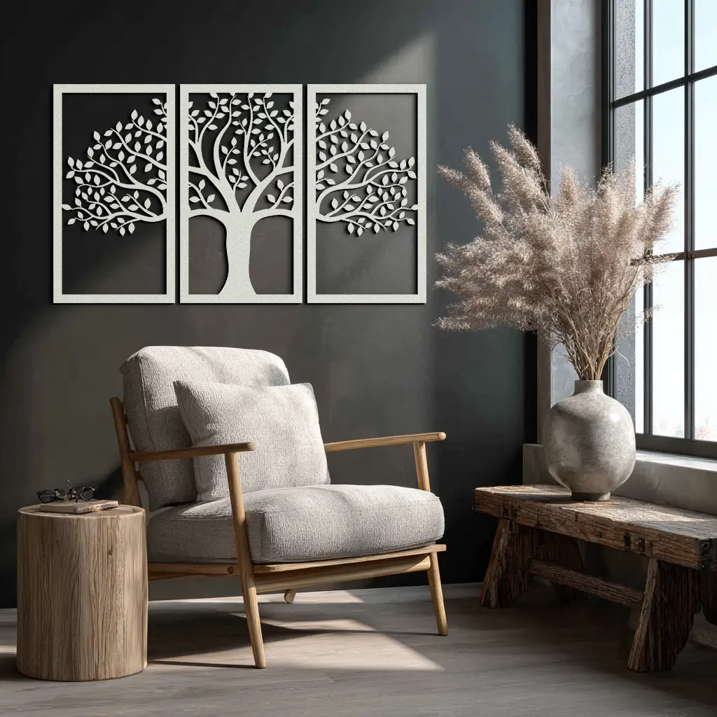 Tree of Life Metal Wall Art – 3-Panel Nature Decor - KAF221 by Enova Art