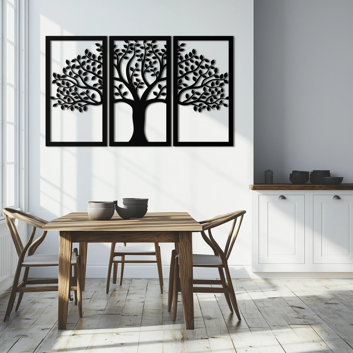 Tree of Life Metal Wall Art – 3-Panel Nature Decor - KAF221 by Enova Art