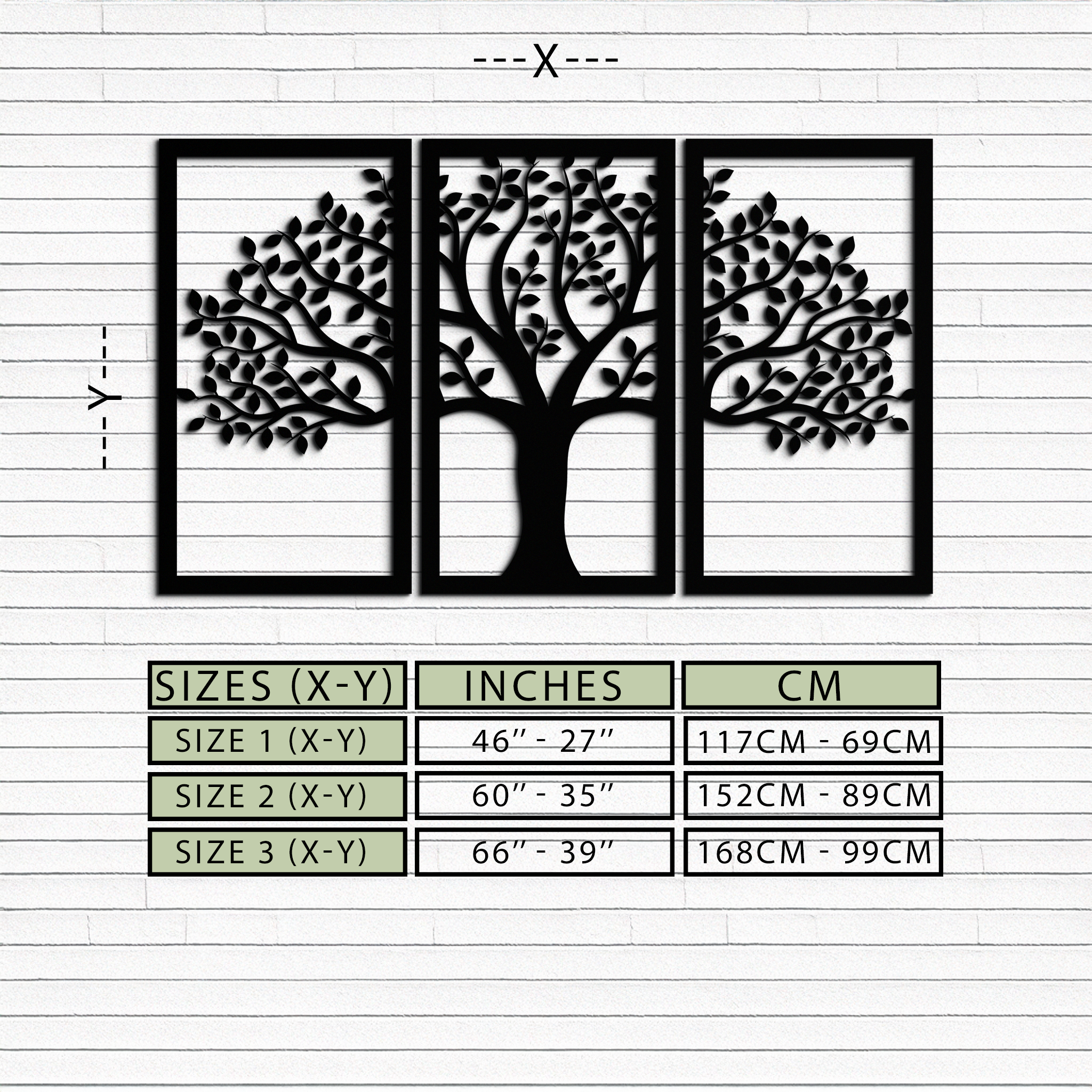Tree of Life Metal Wall Art – 3-Panel Nature Decor - KAF221 by Enova Art