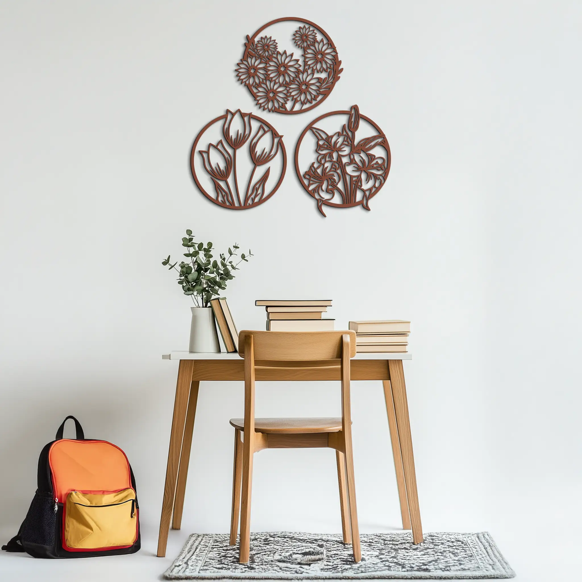 Floral Harmony Metal Wall Art - Set of Three Elegant Botanical Designs - KAF223 by Enova Art