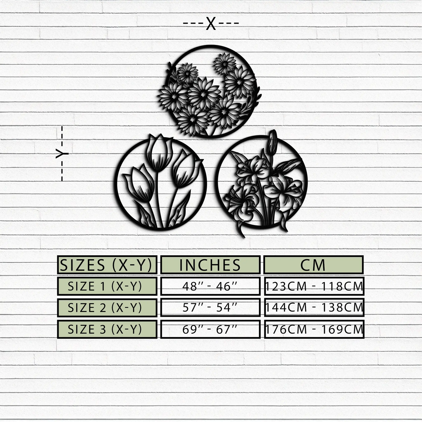 Floral Harmony Metal Wall Art - Set of Three Elegant Botanical Designs - KAF223 by Enova Art