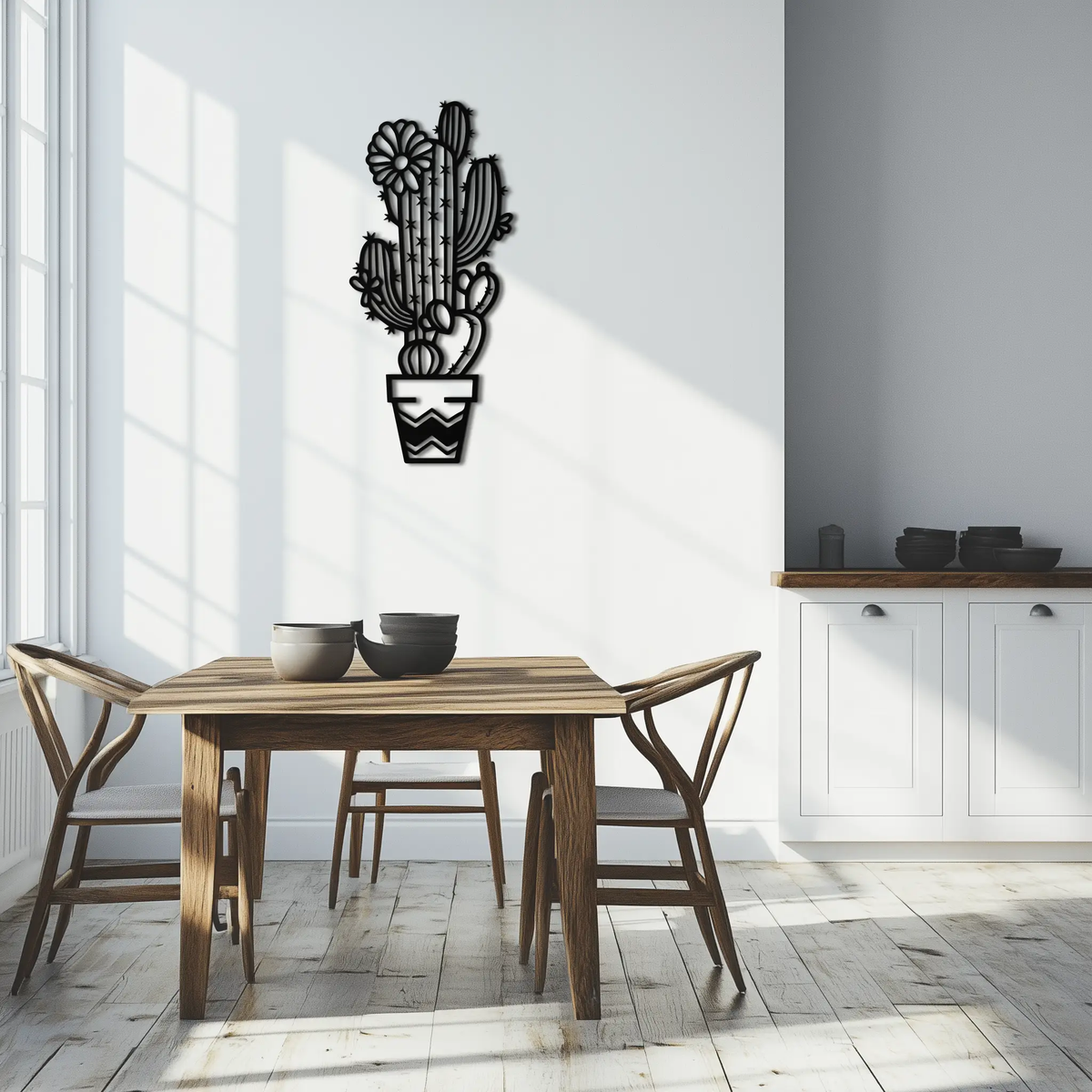 Cactus Metal Wall Art - Modern Geometric Desert Decor - KAF224 by Enova Art