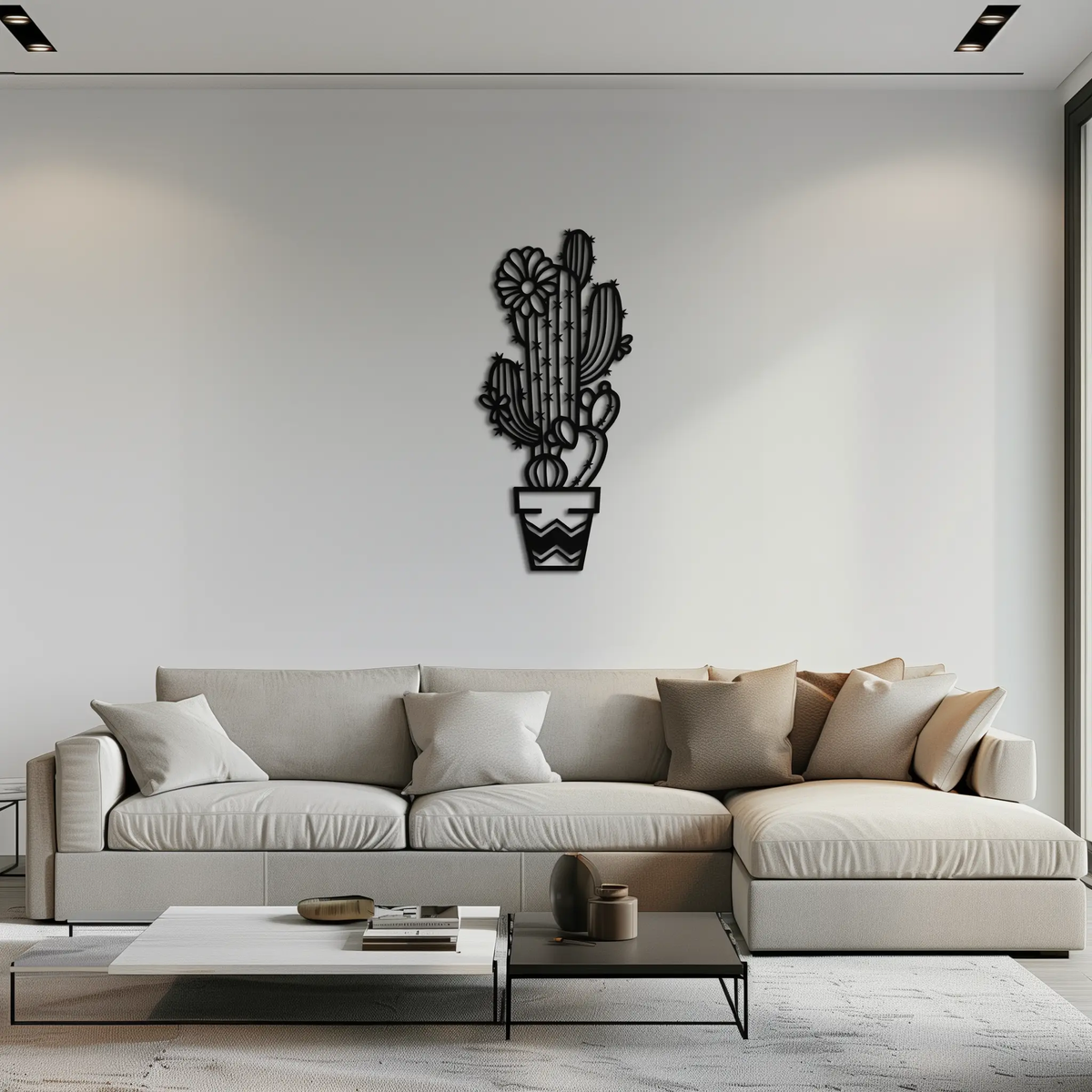 Cactus Metal Wall Art - Modern Geometric Desert Decor - KAF224 by Enova Art