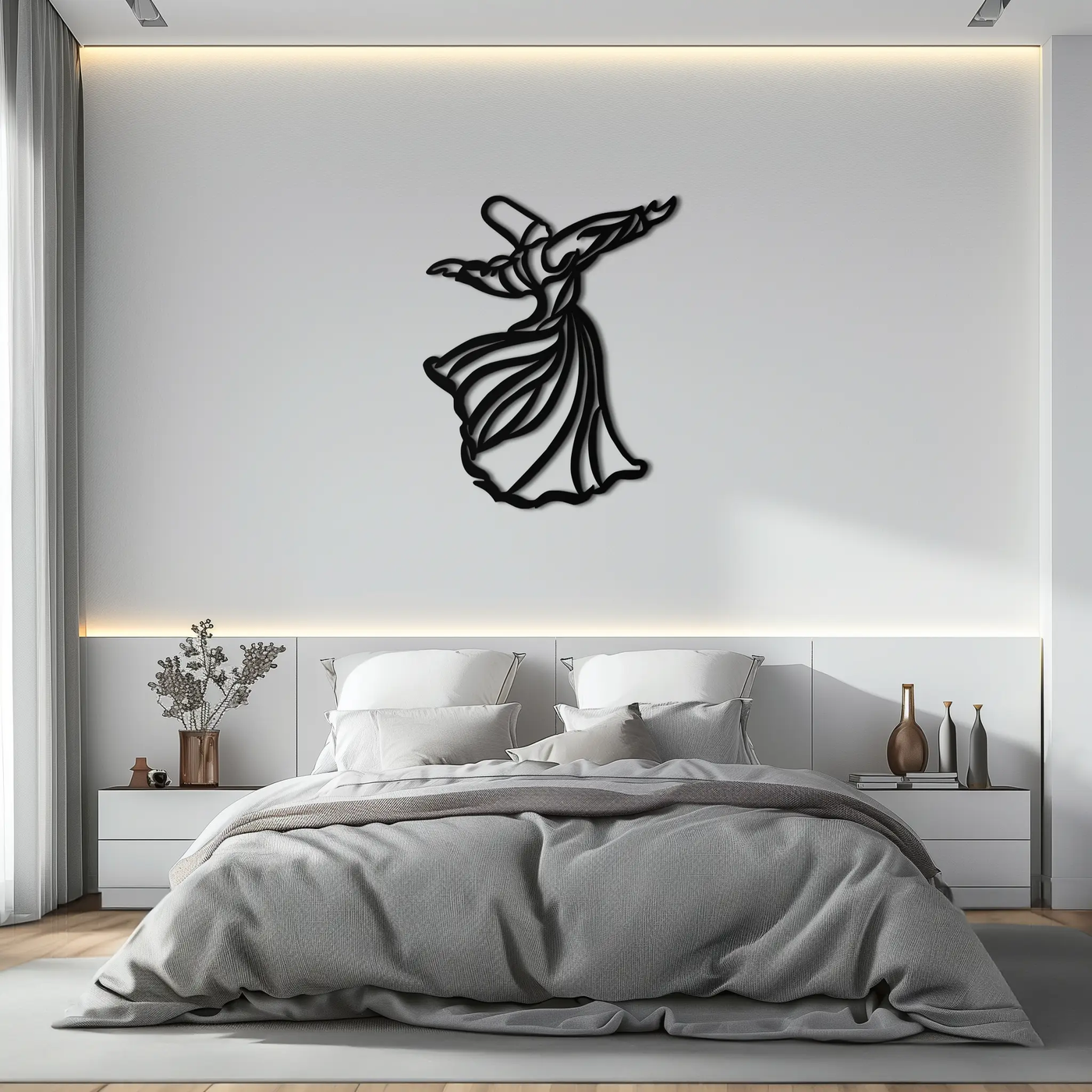 Semazen Metal Wall Art - Whirling Dervish Sufi Decor - KAF226 by Enova Art