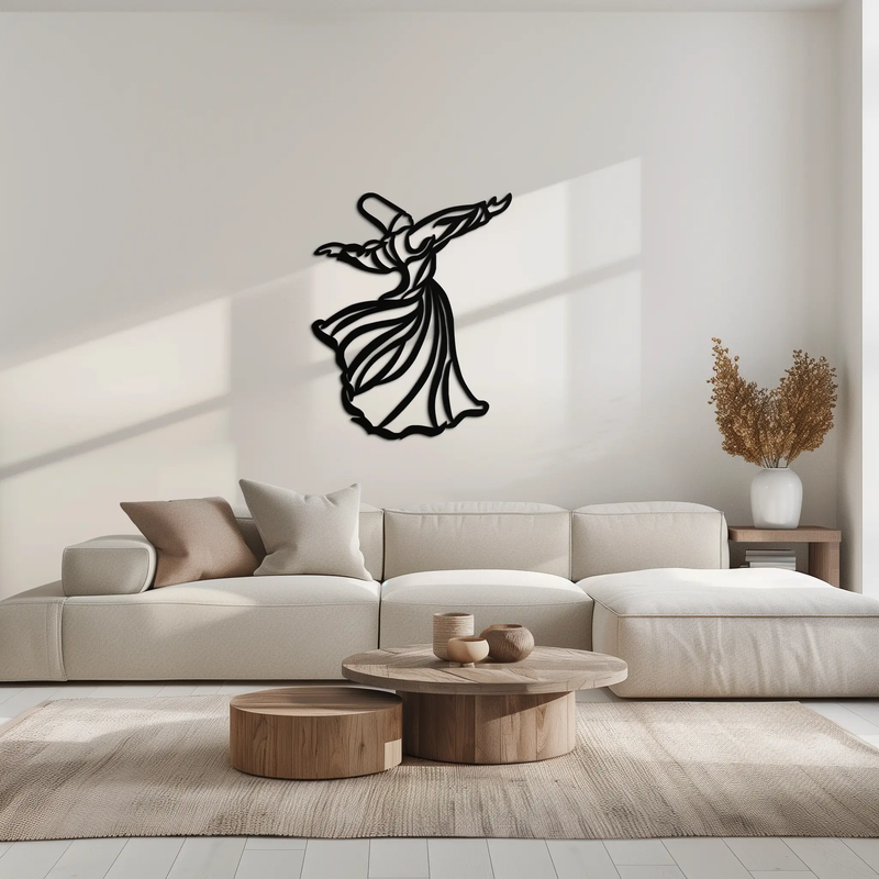 Semazen Metal Wall Art - Whirling Dervish Sufi Decor - KAF226 by Enova Art