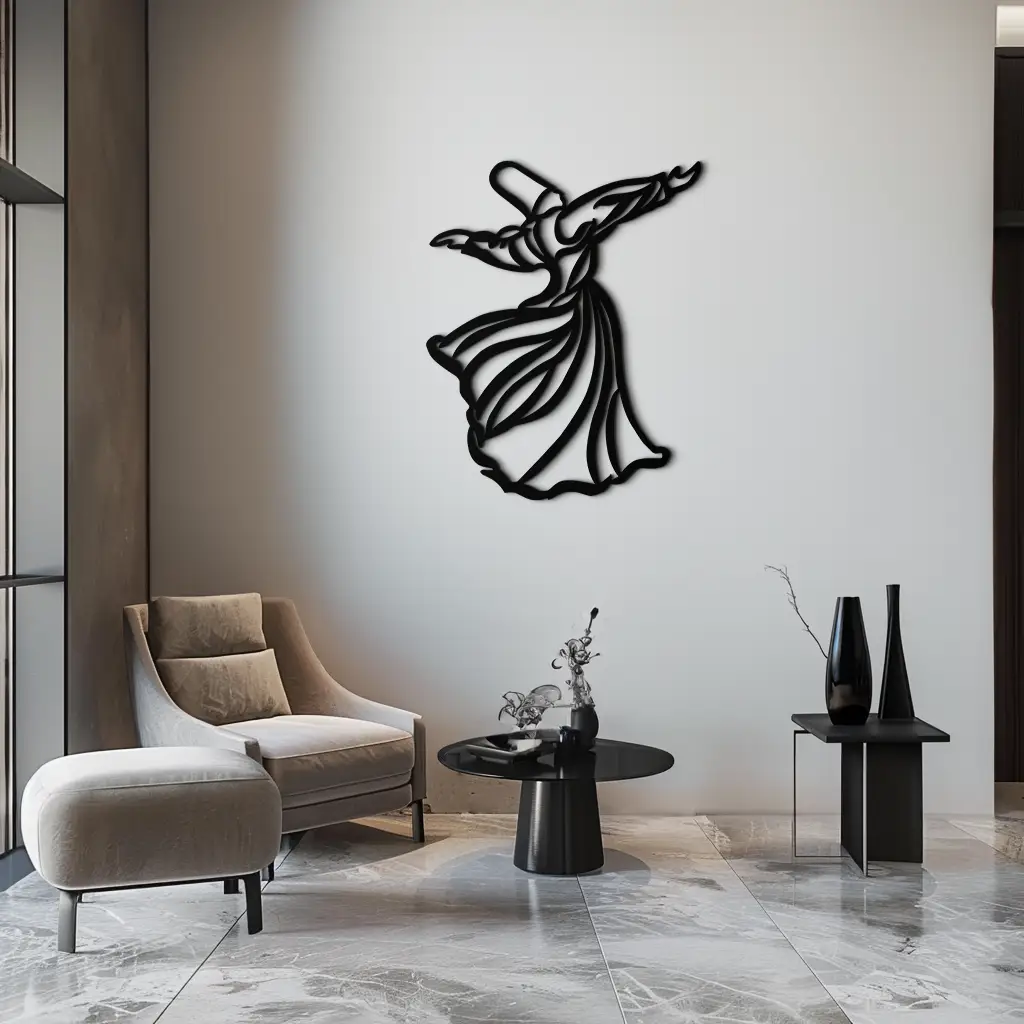 Semazen Metal Wall Art - Whirling Dervish Sufi Decor - KAF226 by Enova Art