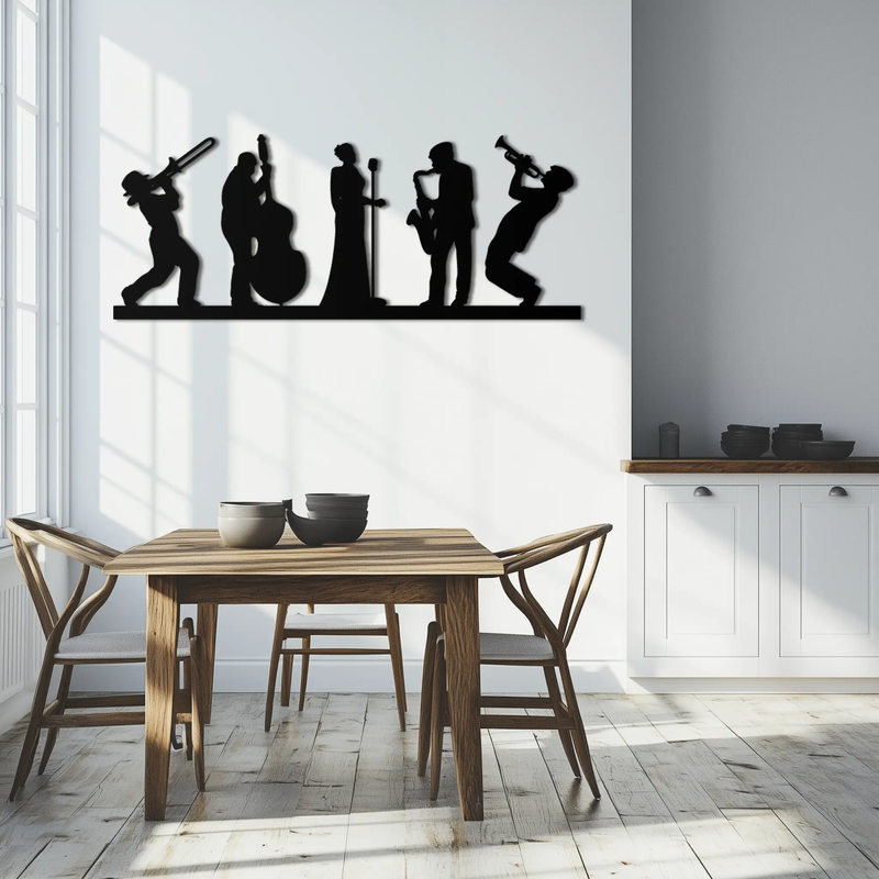 Jazz Band Metal Wall Art - Modern Musician Silhouette Decor- KAF254 by Enova Art