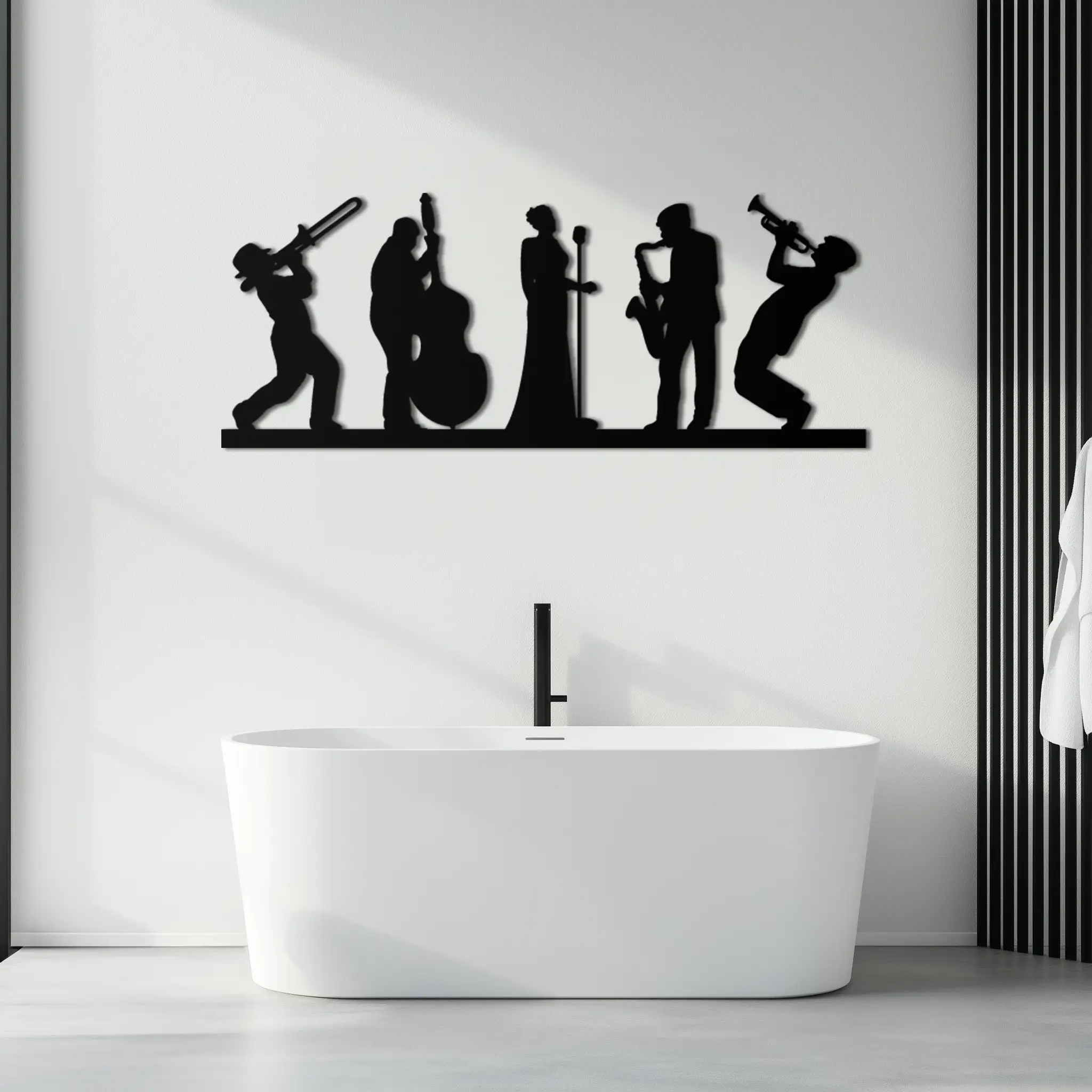Jazz Band Metal Wall Art - Modern Musician Silhouette Decor- KAF254 by Enova Art