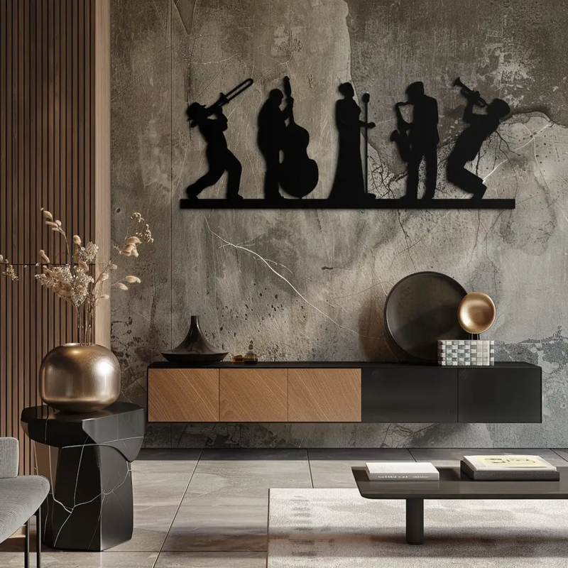Jazz Band Metal Wall Art - Modern Musician Silhouette Decor- KAF254 by Enova Art