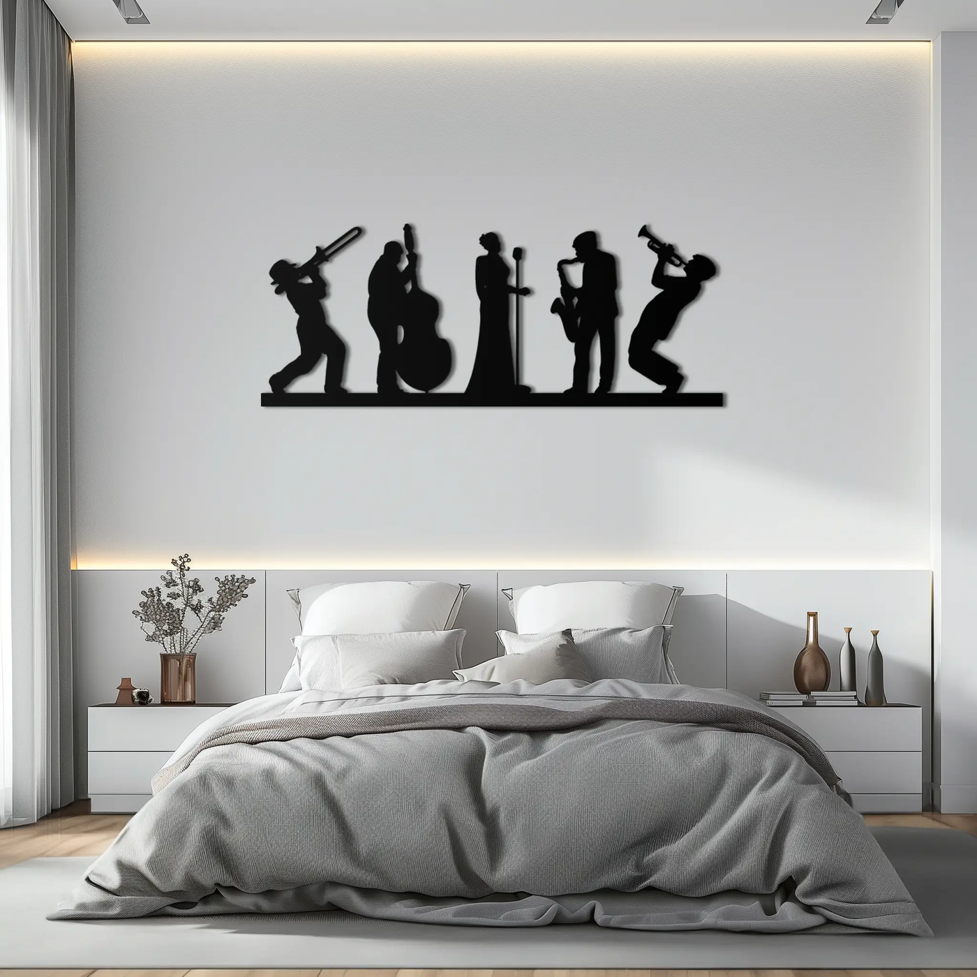Jazz Band Metal Wall Art - Modern Musician Silhouette Decor- KAF254 by Enova Art