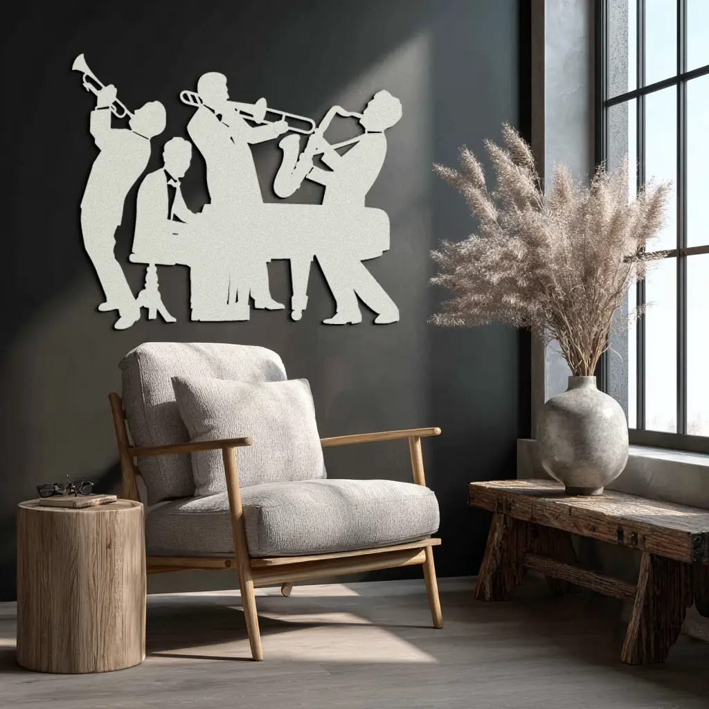 Jazz Band Metal Wall Art - Modern Musical Silhouette Decor- KAF255 by Enova Art