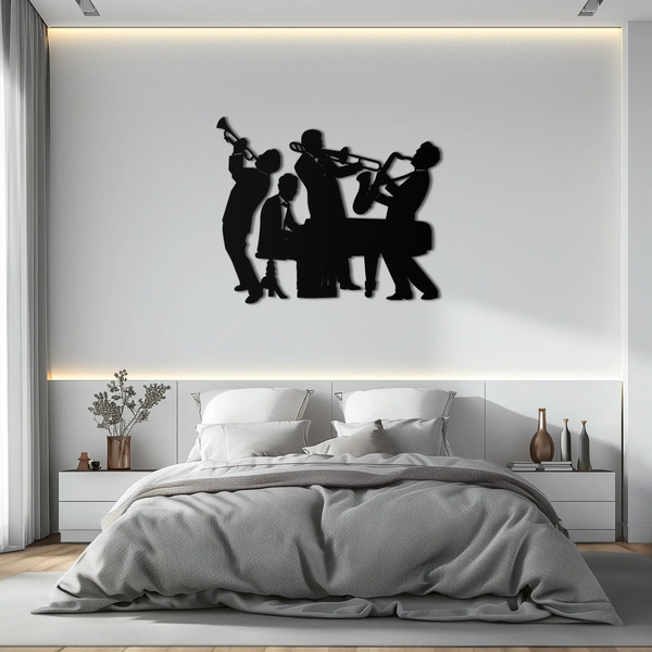 Jazz Band Metal Wall Art - Modern Musical Silhouette Decor- KAF255