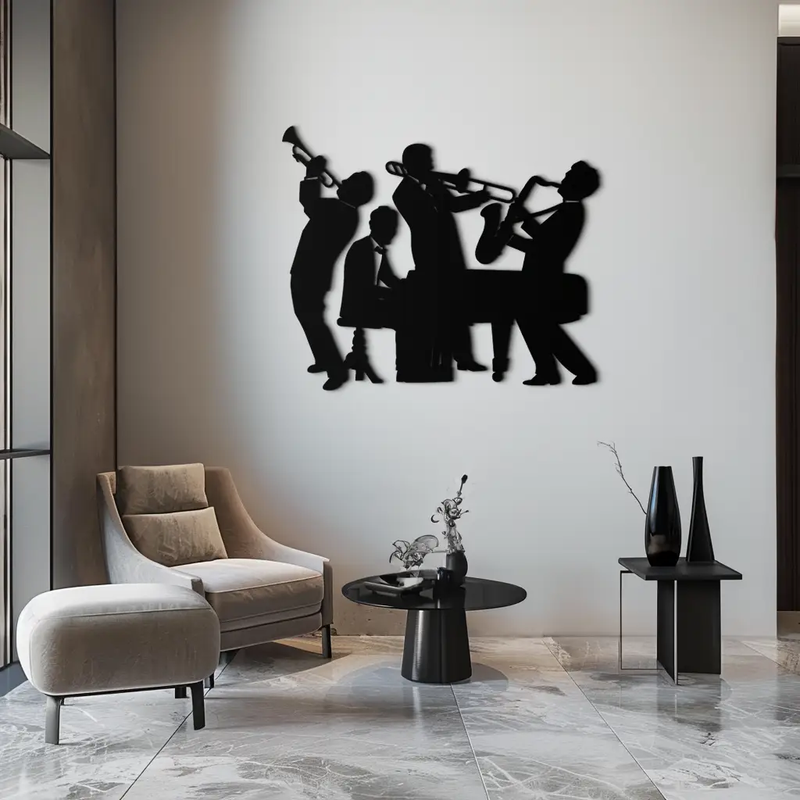 Jazz Band Metal Wall Art - Modern Musical Silhouette Decor- KAF255 by Enova Art