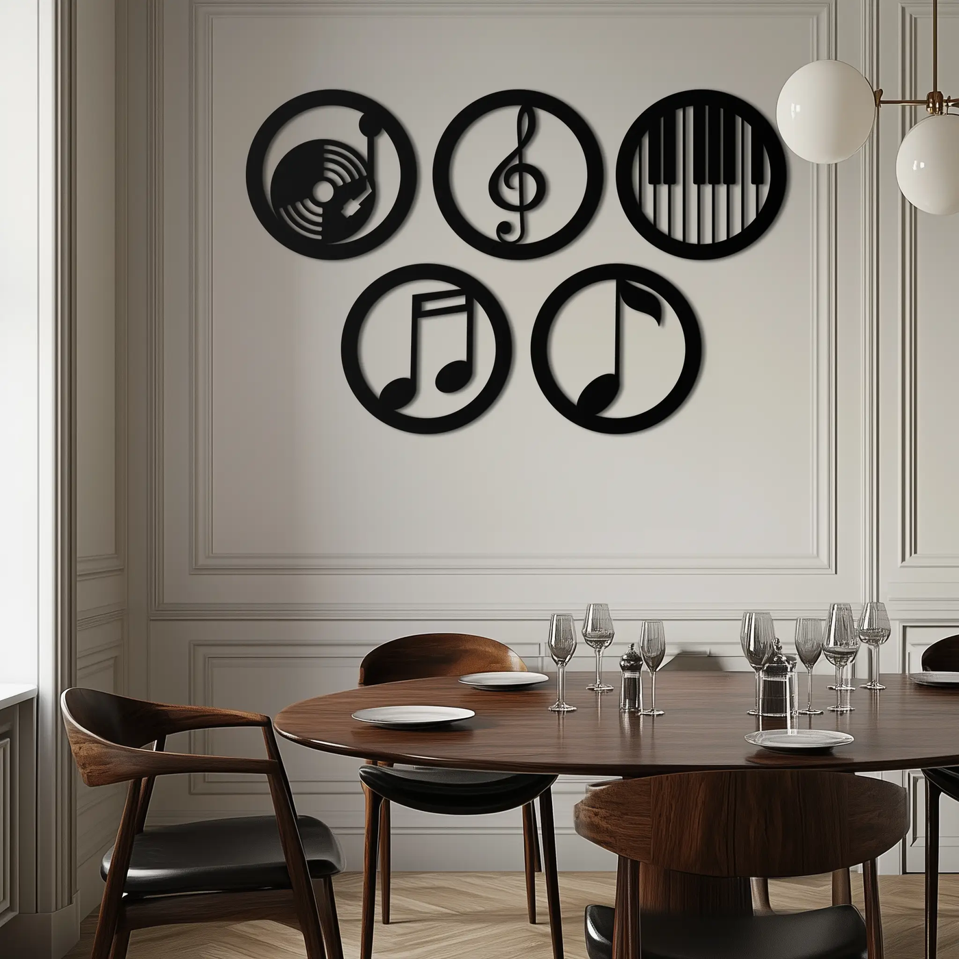 Music Notes & Instruments Wall Art - Modern Metal Music Decor- KAF257 by Enova Art
