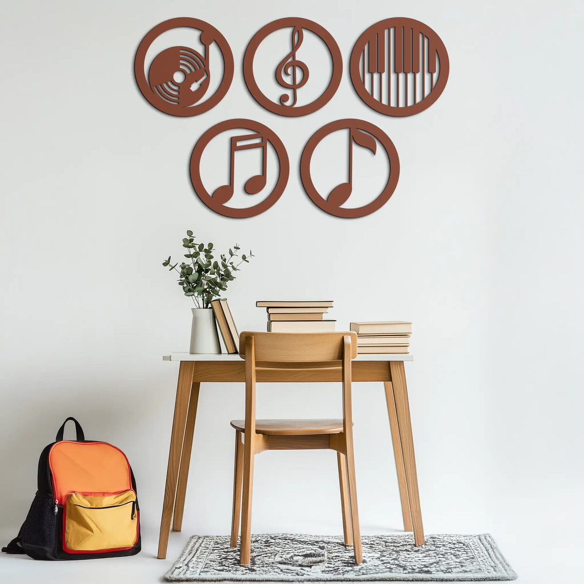 Music Notes & Instruments Wall Art - Modern Metal Music Decor- KAF257 by Enova Art