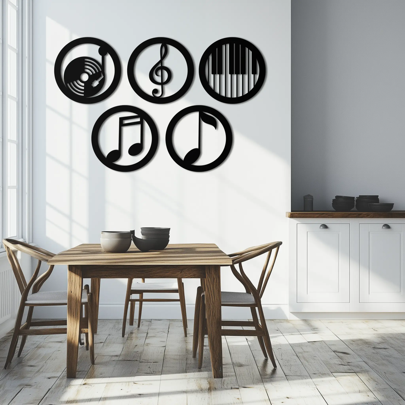 Music Notes & Instruments Wall Art - Modern Metal Music Decor- KAF257 by Enova Art