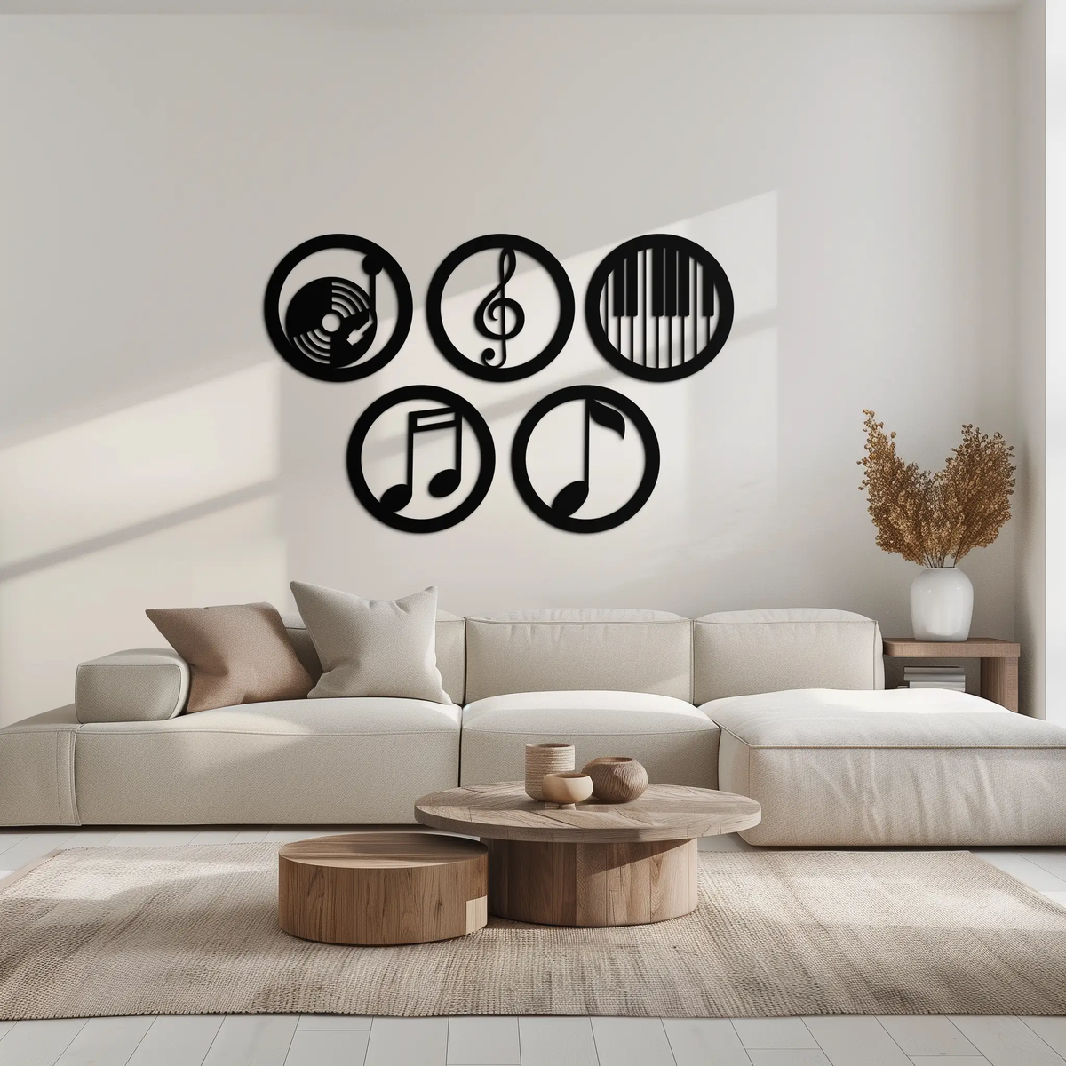 Music Notes & Instruments Wall Art - Modern Metal Music Decor- KAF257 by Enova Art