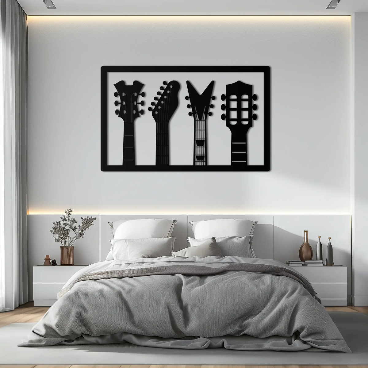 Guitar Neck Metal Wall Art - Modern Music Lover’s Decor- KAF258 by Enova Art