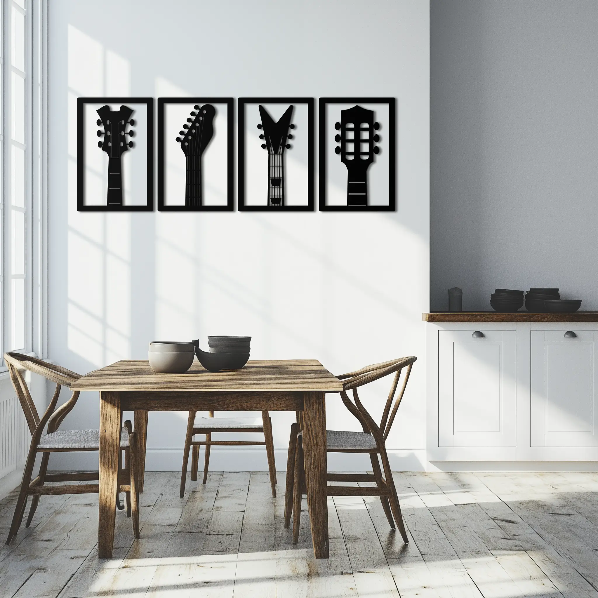 Guitar Headstock Metal Wall Art - 4-Piece Music Decor- KAF260 by Enova Art