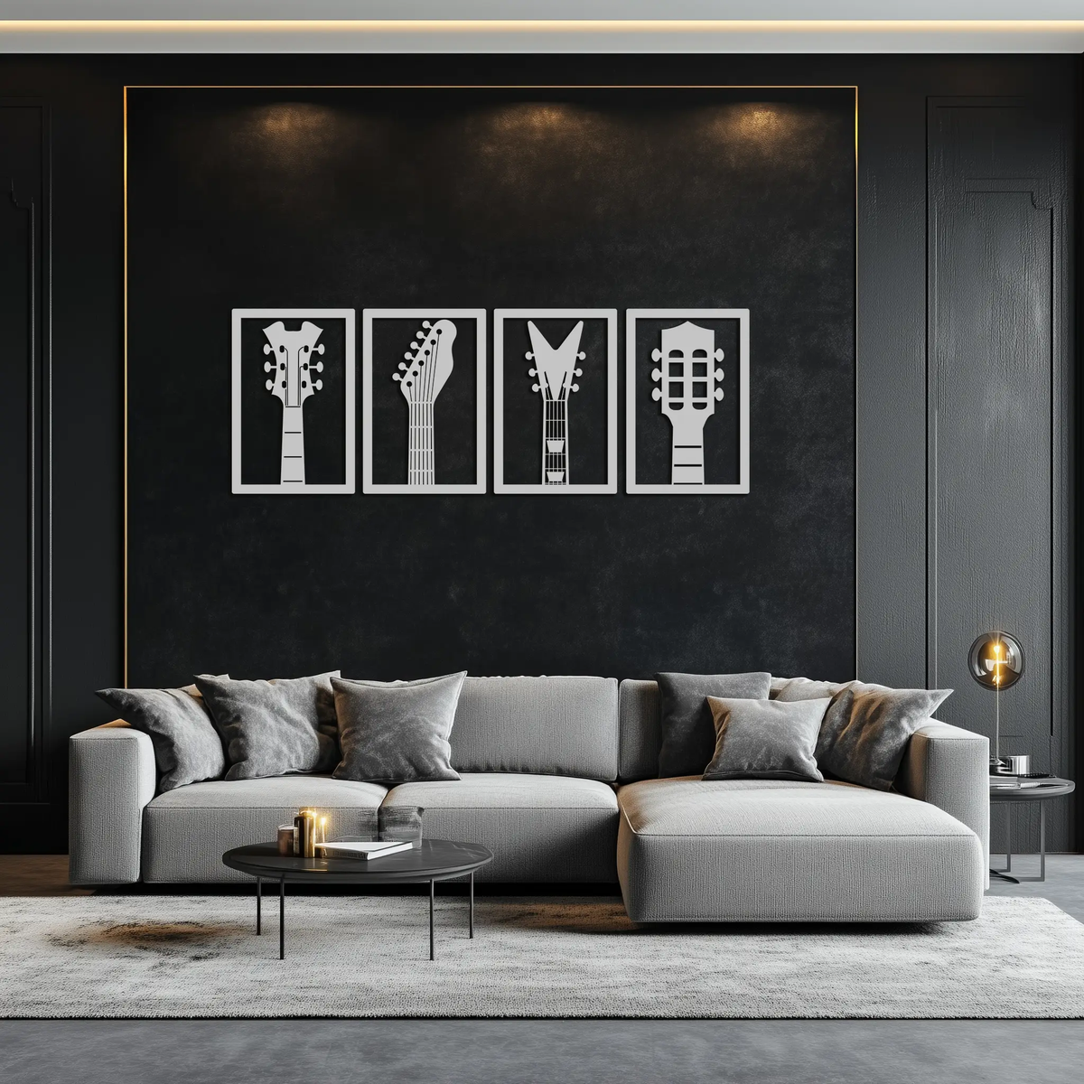 Guitar Headstock Metal Wall Art - 4-Piece Music Decor- KAF260 by Enova Art