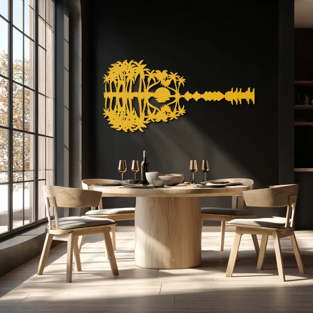 Sunset Guitar Metal Wall Art - Nature-Inspired Music Decor- KAF261 by Enova Art