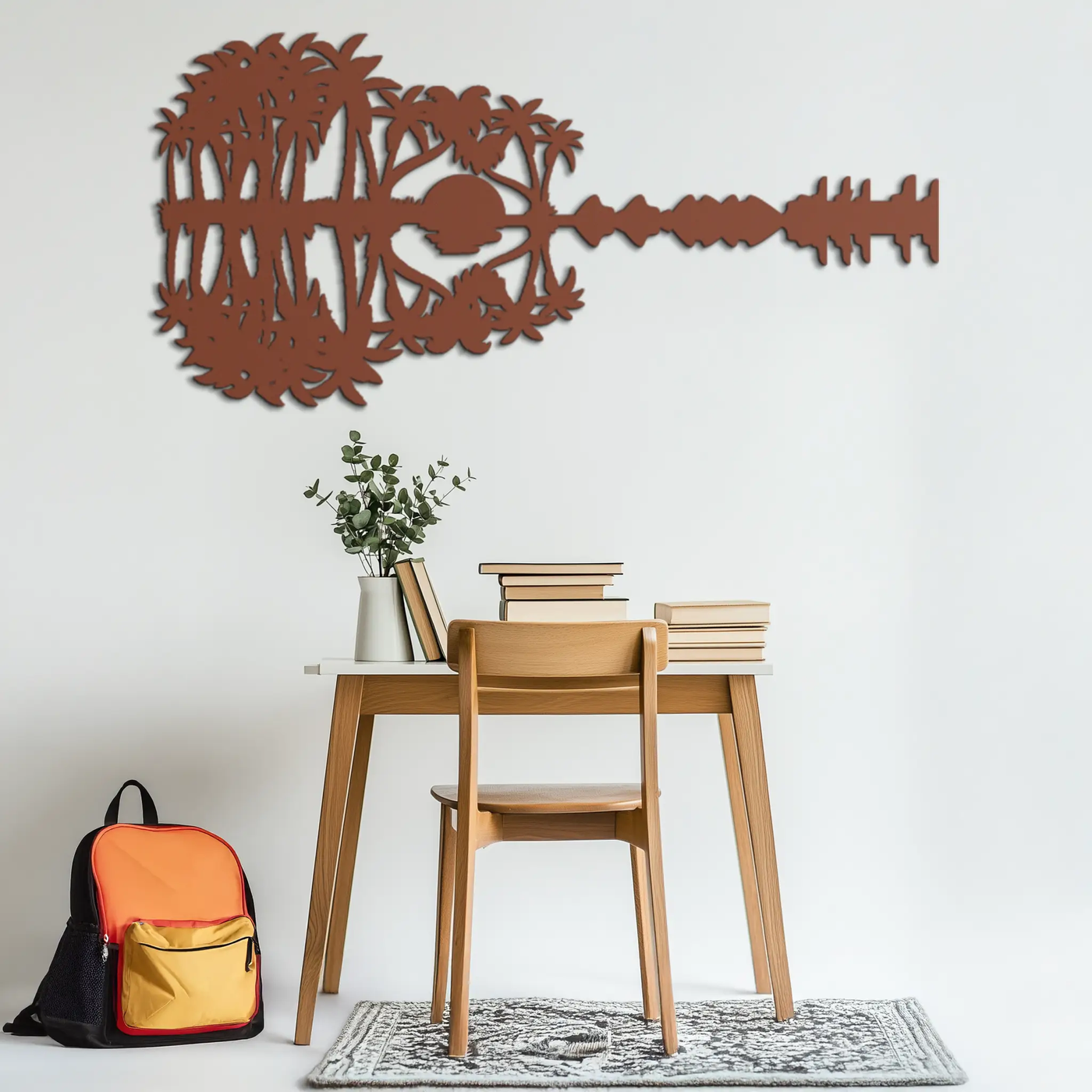 Sunset Guitar Metal Wall Art - Nature-Inspired Music Decor- KAF261 by Enova Art