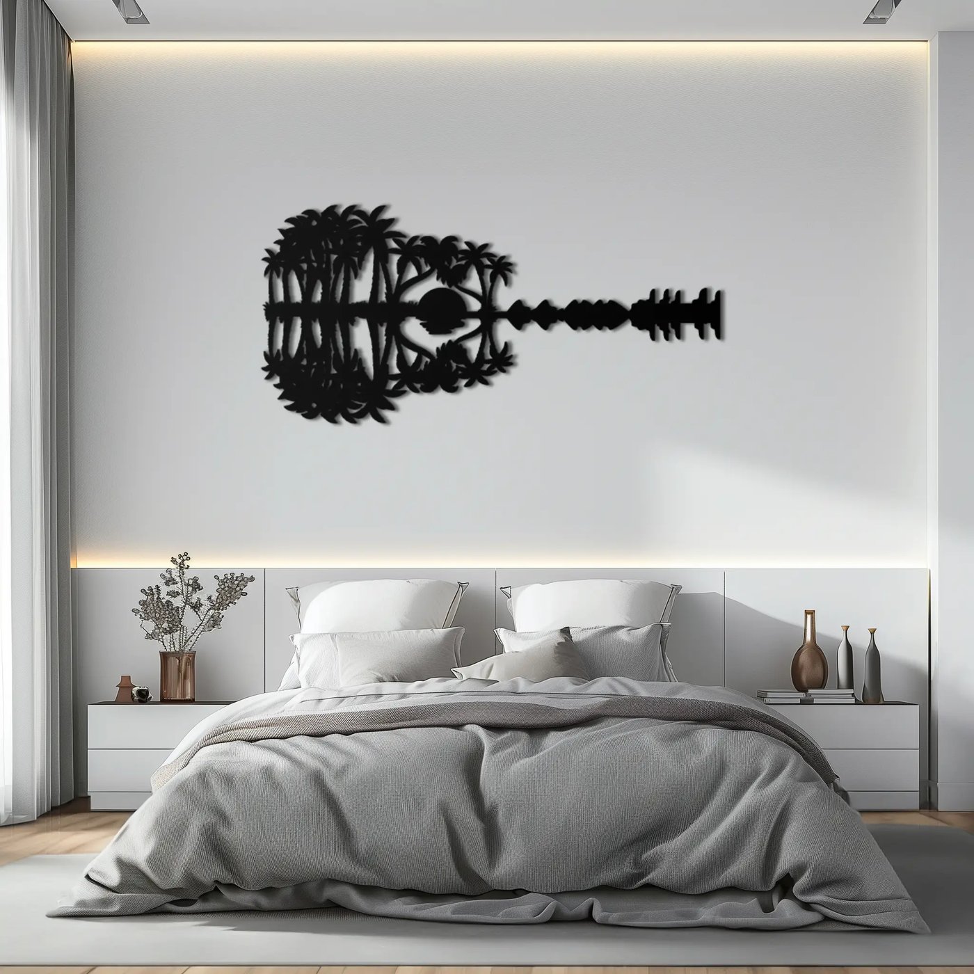 Sunset Guitar Metal Wall Art - Nature-Inspired Music Decor- KAF261 by Enova Art