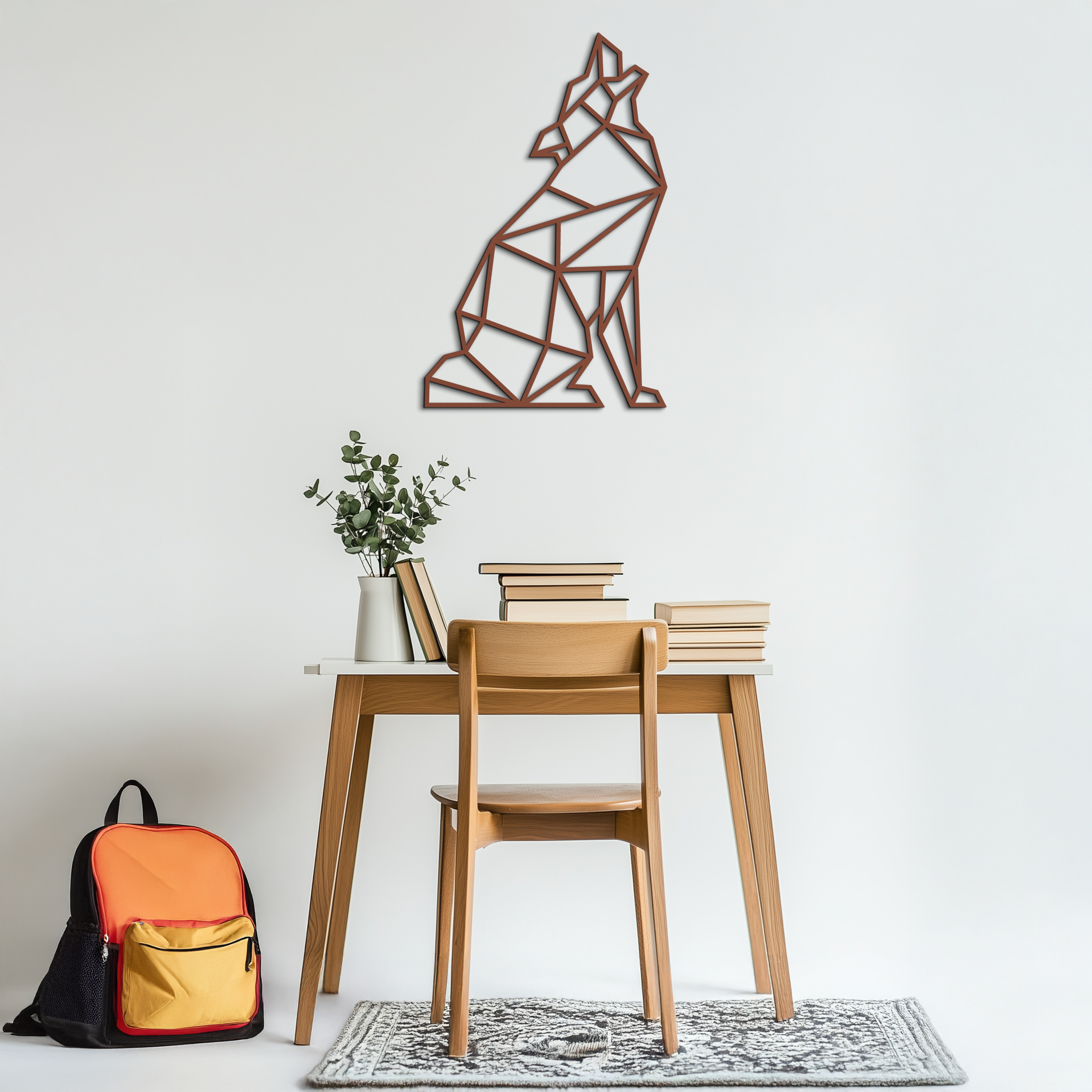Geometric Wolf Metal Wall Art - Modern Animal Decor- KAF262 by Enova Art