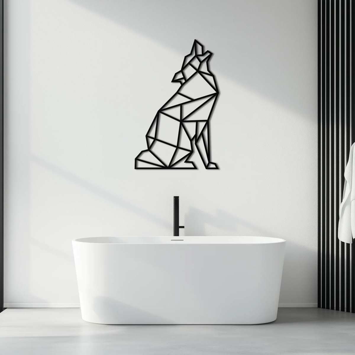 Geometric Wolf Metal Wall Art - Modern Animal Decor- KAF262 by Enova Art