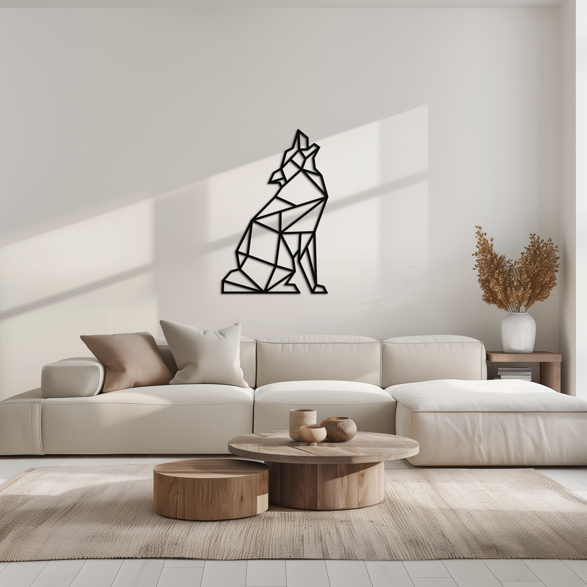 Geometric Wolf Metal Wall Art - Modern Animal Decor- KAF262 by Enova Art