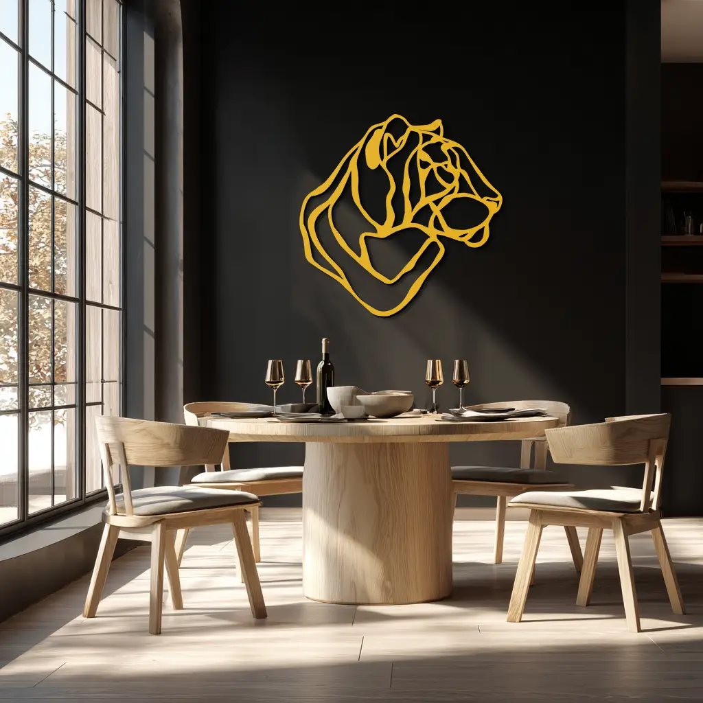 Line Lion Metal Wall Art - Modern Abstract Animal Decor- KAF264 by Enova Art